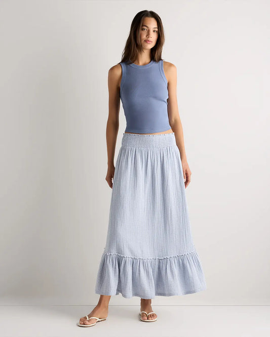 100% Organic Cotton Gauze Smocked Maxi Skirt - US 0657