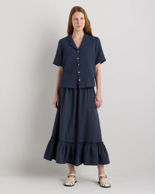 100% Organic Cotton Gauze Smocked Maxi Skirt - US 4580
