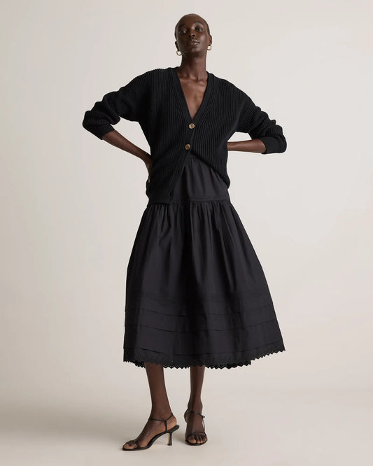 100% Organic Cotton Poplin Pintuck Maxi Skirt - US 2641