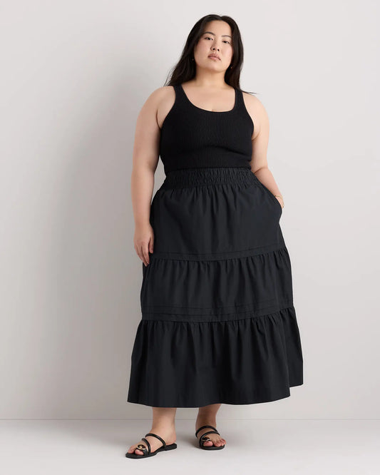 100% Organic Cotton Poplin Tiered Maxi Skirt - US 8654