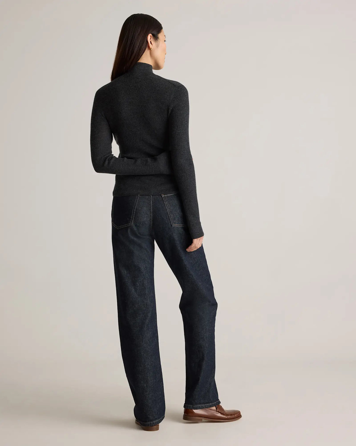 Featherweight Cashmere Ribbed Mockneck Sweater - US 8065