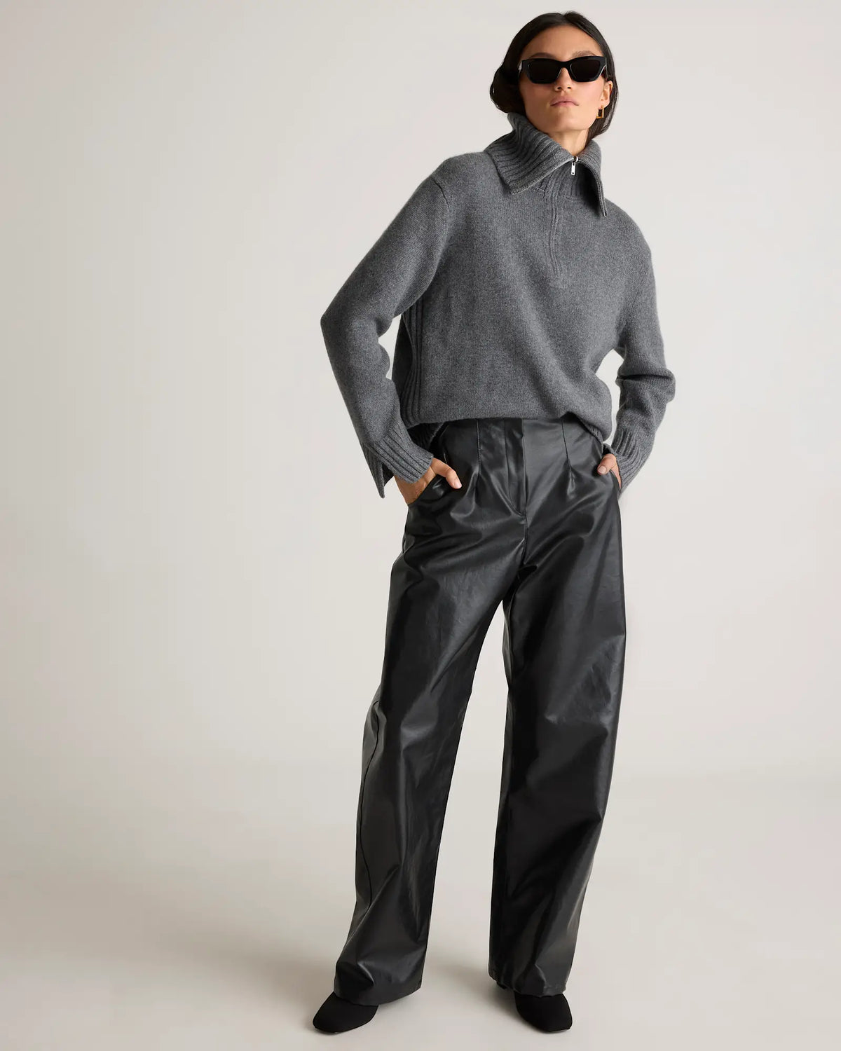 Luxe Baby Cashmere Quarter Zip Sweater - US 7763