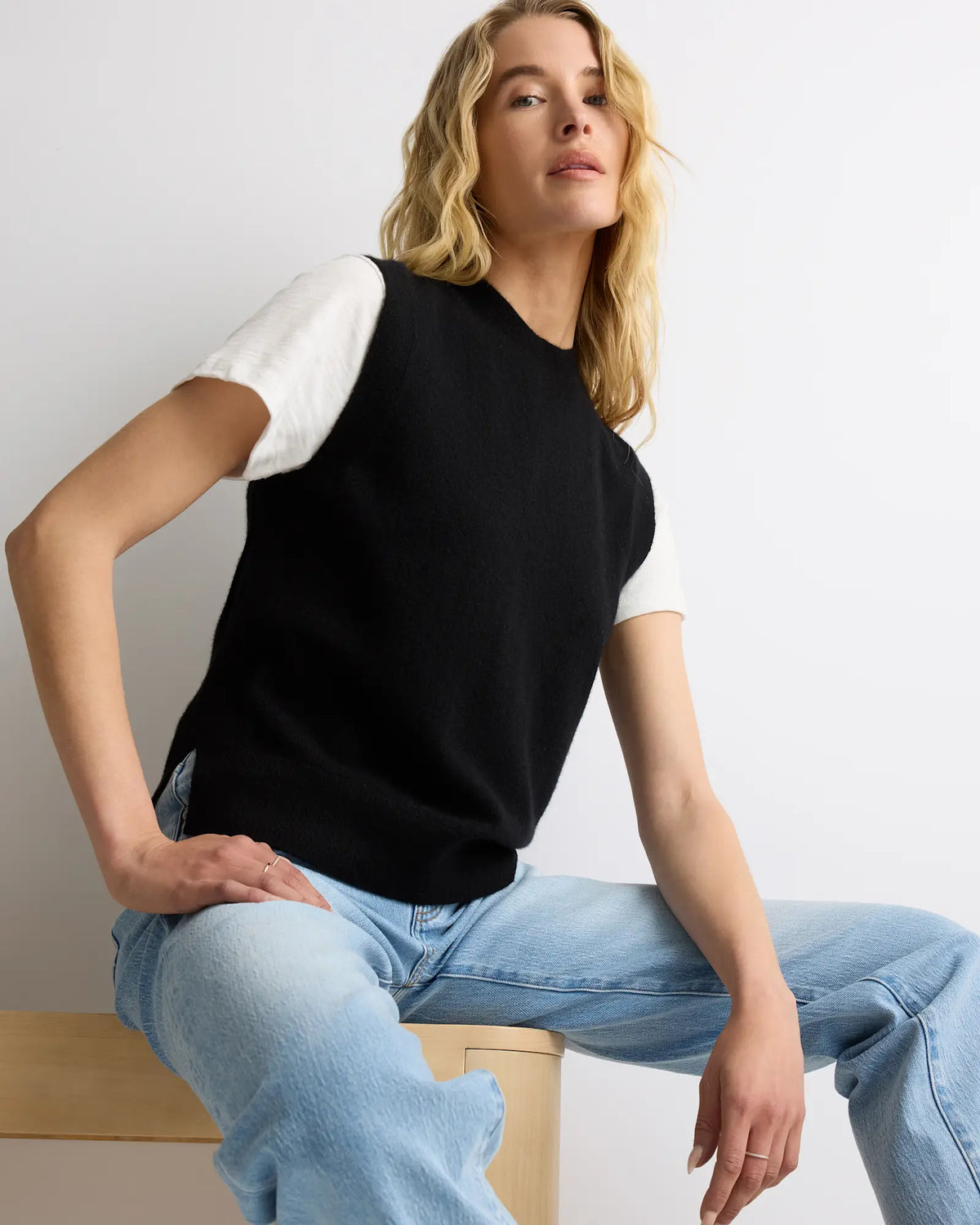 Mongolian Cashmere Mock Neck Sweater Vest - US 0121