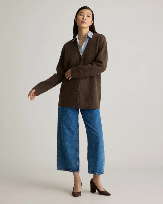 Mongolian Cashmere Oversized Boyfriend Cardigan Sweater - US 4626