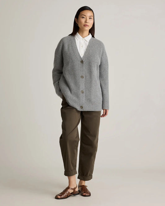 Mongolian Cashmere Oversized Boyfriend Cardigan Sweater - US 4569