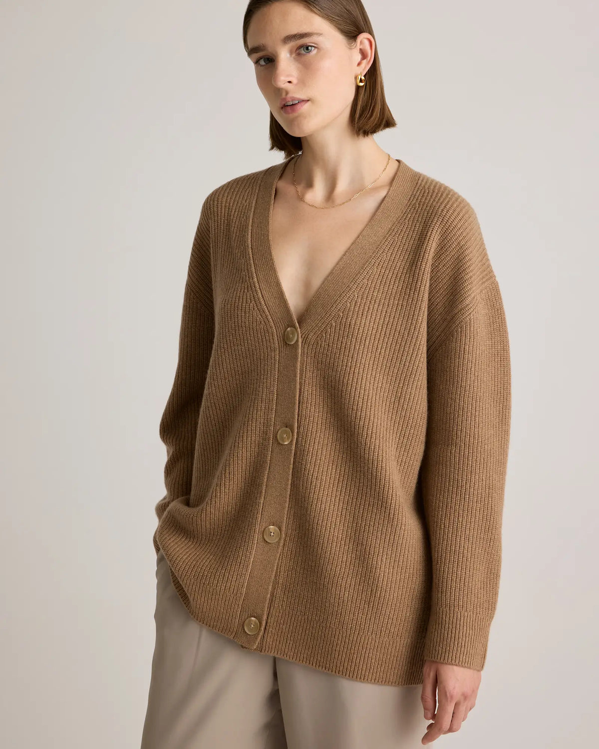Mongolian Cashmere Oversized Boyfriend Cardigan Sweater - US 1783