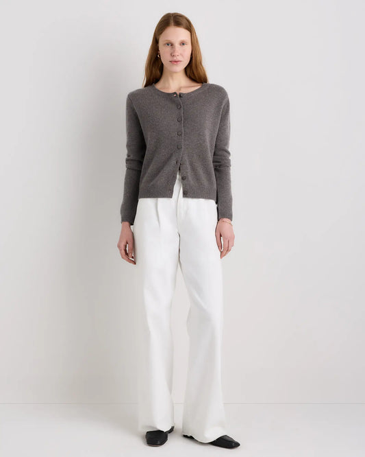 Mongolian Cashmere Cropped Crew Cardigan - US 1371