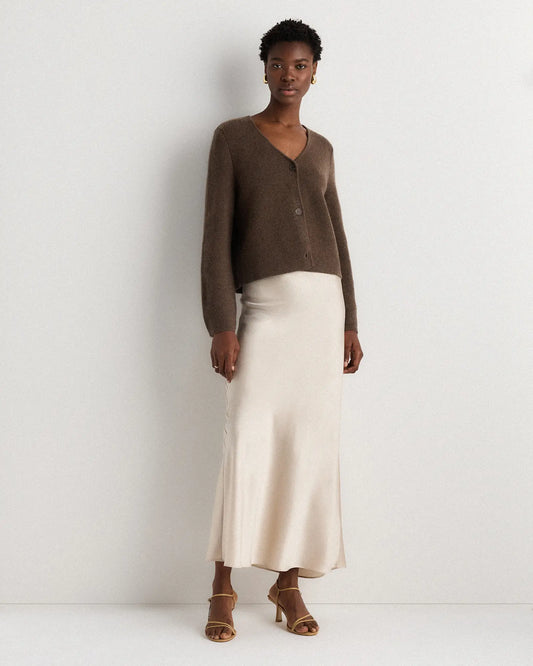 Mongolian Cashmere Structured V-Neck Cardigan - US 0319