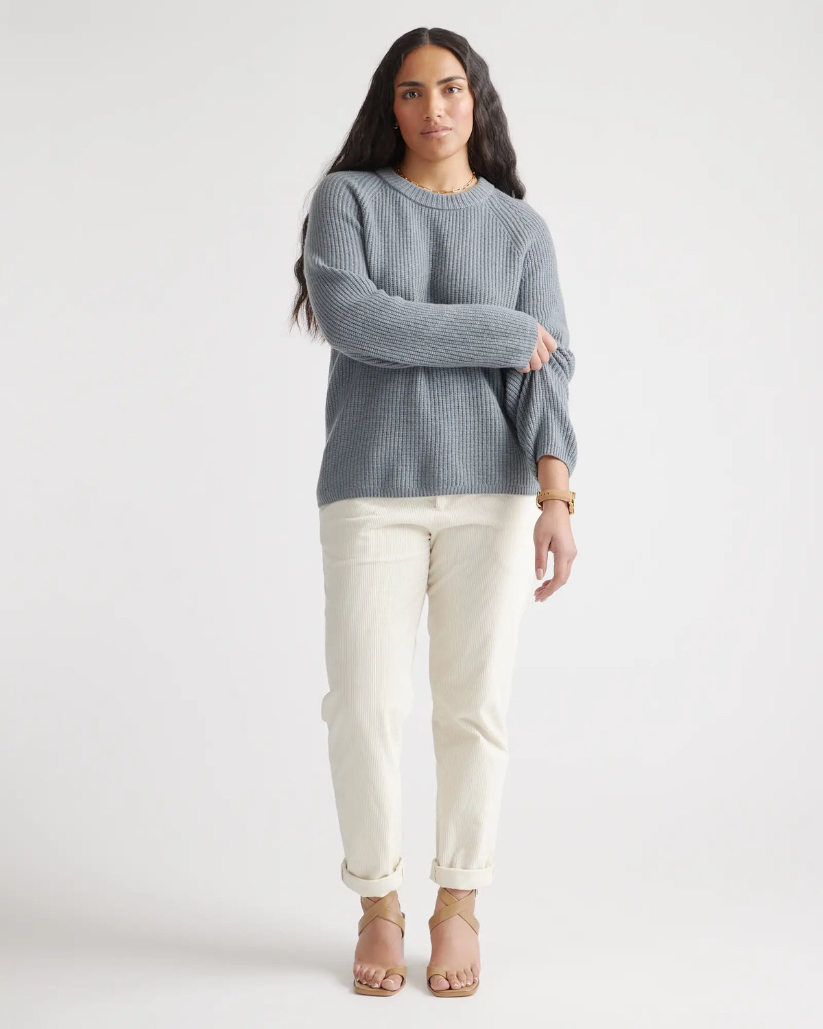 Mongolian Spring Cashmere Fisherman Crewneck Sweater - US 0363