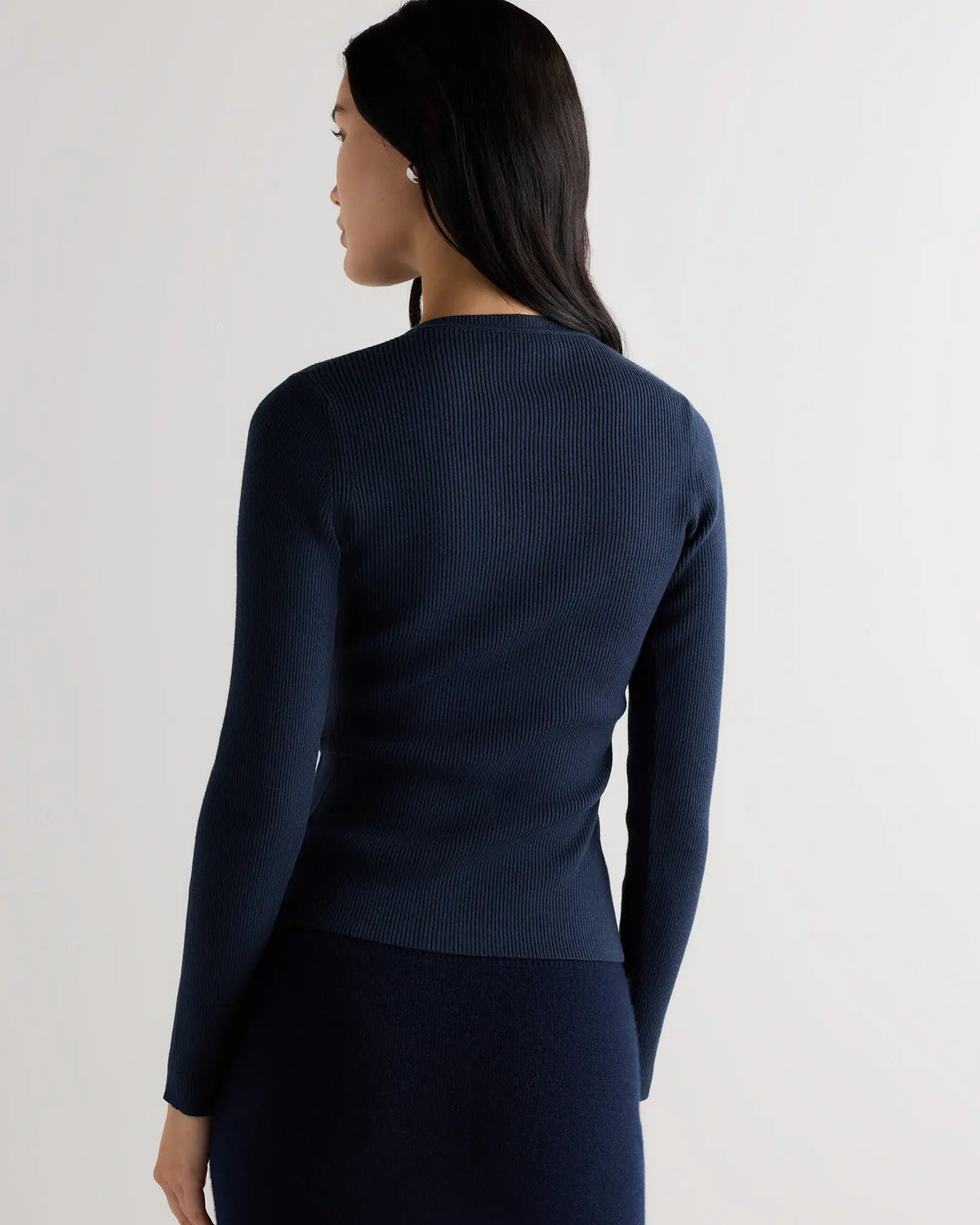Cotton Cashmere Fitted Ribbed Cardigan - US 7031