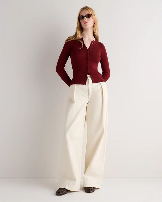 Cotton Cashmere Fitted Ribbed Cardigan - US 5722