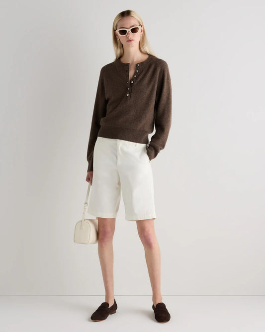 Mongolian Cashmere Dolman Sleeve Henley Sweater - US 2972