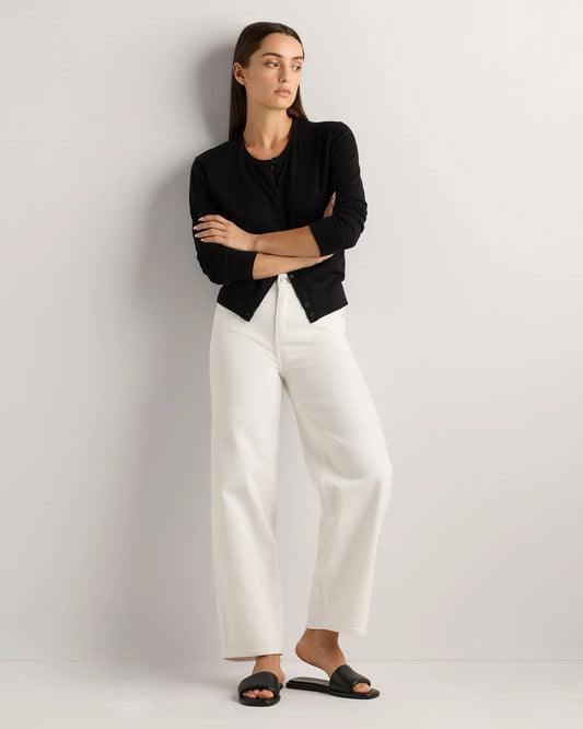 Lightweight Cotton Cashmere Crew Cardigan - US 5954