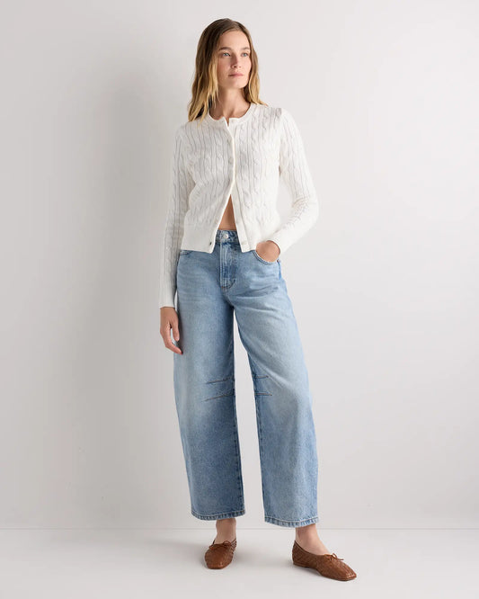 100% Organic Cotton Cable Crew Cardigan - US 1432
