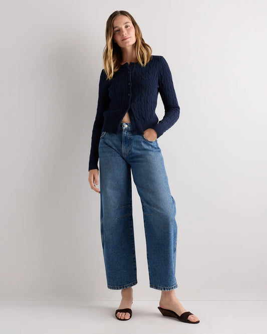 100% Organic Cotton Cable Crew Cardigan - US 9024