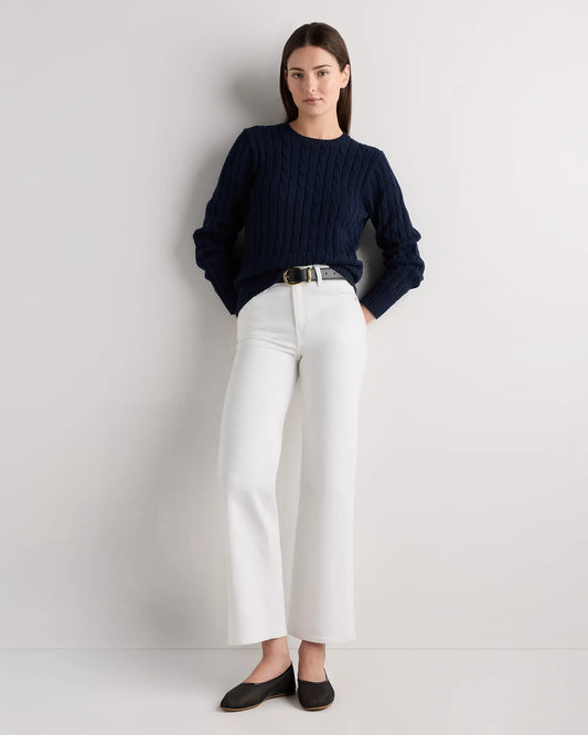 100% Organic Cotton Cable Crewneck Sweater - US 7180