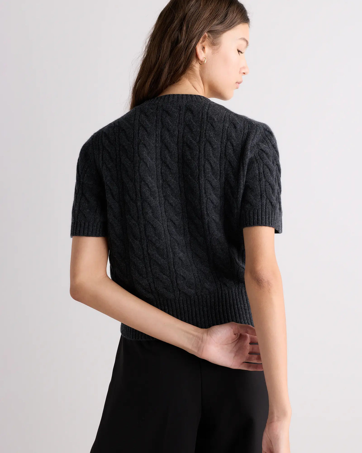 Mongolian Cashmere Shrunken Cable Tee - US 7216