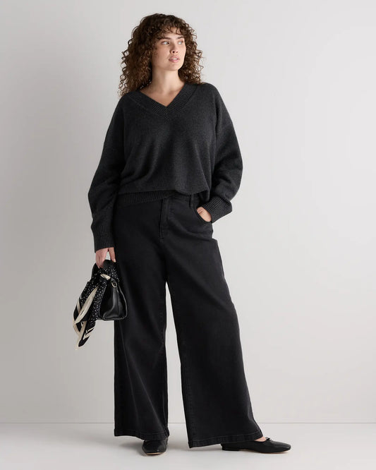 Mongolian Cashmere Oversized V-Neck Sweater - US 6837
