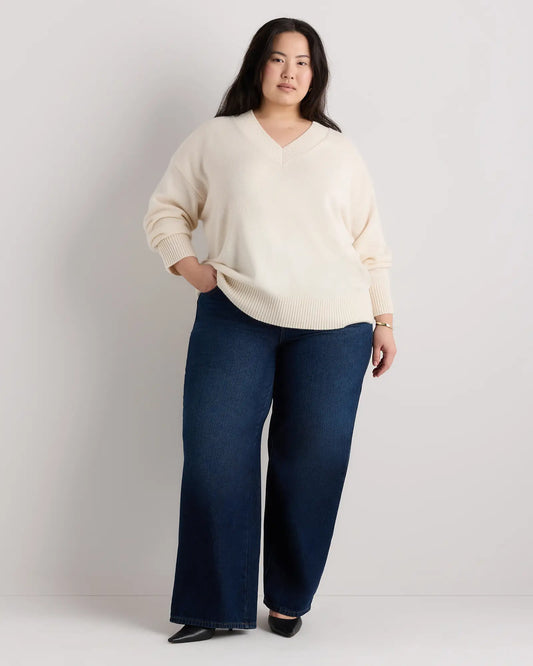 Mongolian Cashmere Oversized V-Neck Sweater - US 9749