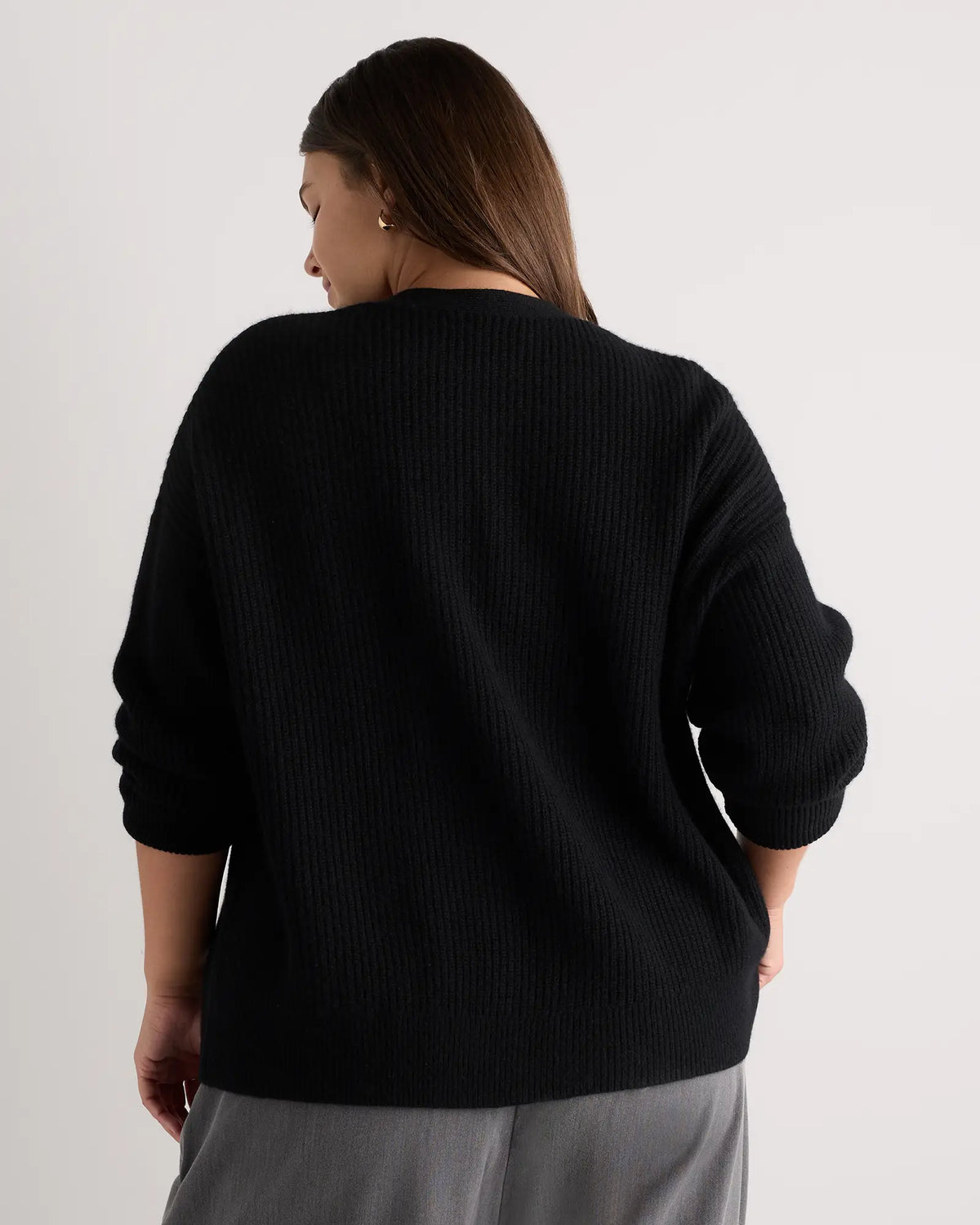 Mongolian Cashmere Fisherman Boxy Cropped Cardigan Sweater - US 1069