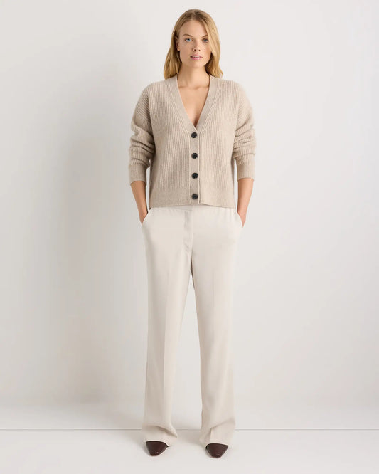 Mongolian Cashmere Fisherman Boxy Cropped Cardigan Sweater - US 3901