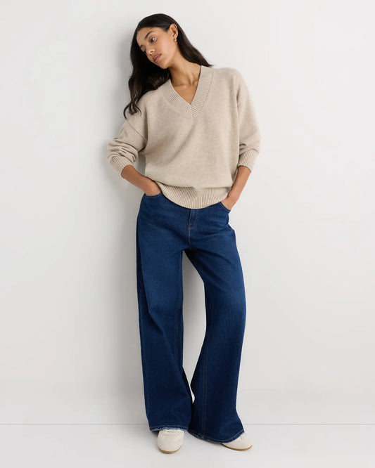 Mongolian Cashmere Oversized V-Neck Sweater - US 3958