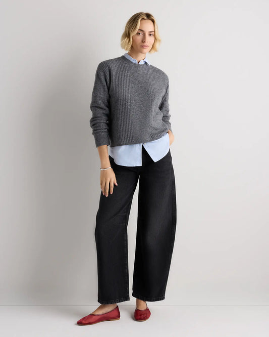 Lightweight Baby Alpaca Relaxed Ribbed Crewneck - US 6542