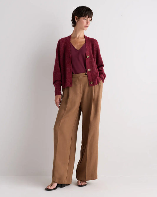 Lightweight Baby Alpaca Cropped V-Neck Cardigan - US 9794