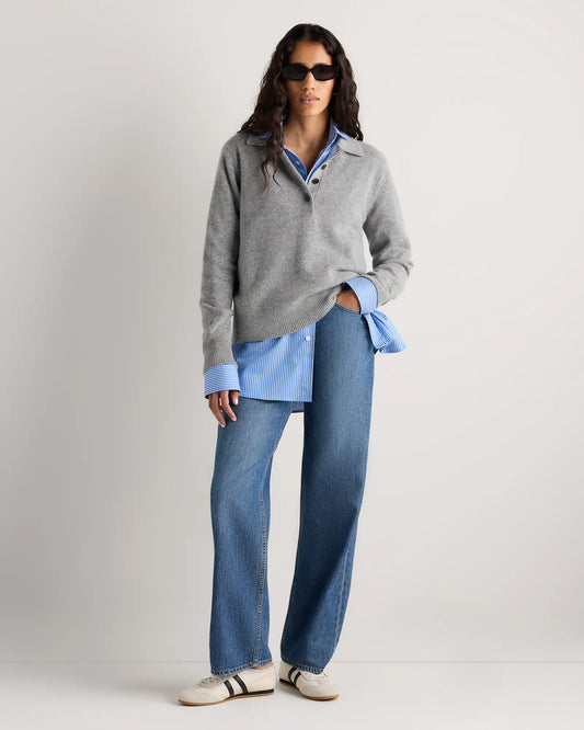 Mongolian Cashmere Button Polo Sweater - US 0530