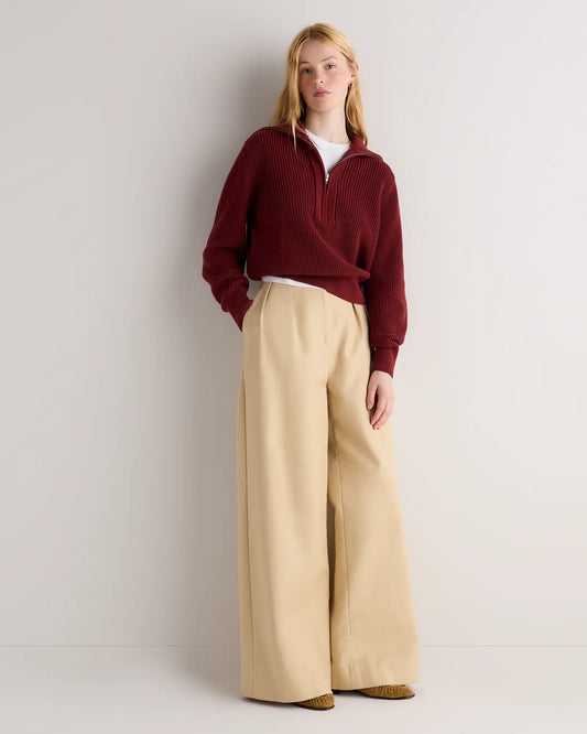 Organic Cotton Collared Quarter Zip Sweater - US 9694