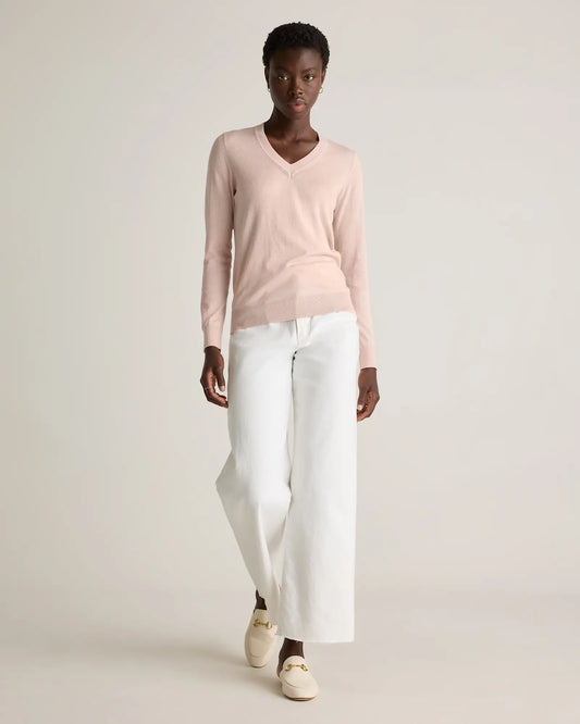Lightweight Cotton Cashmere V-Neck Sweater - US 0443