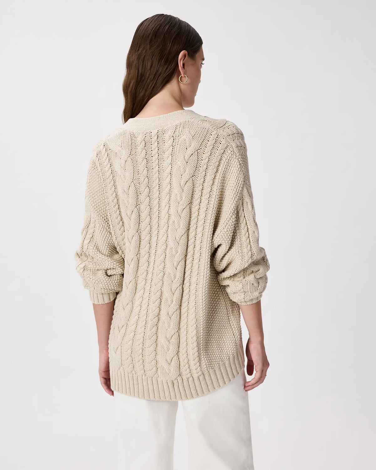100% Organic Cotton Oversized Cable Cardigan - US 0302