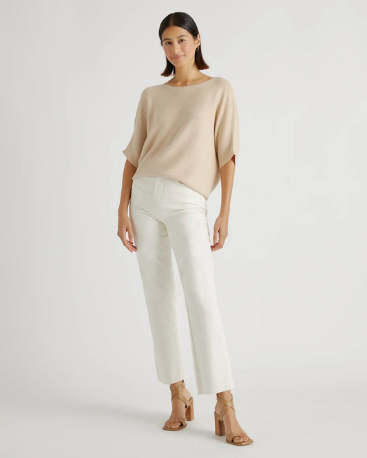 Lightweight Cotton Cashmere Link-Stitch Dolman Sweater - US 1744