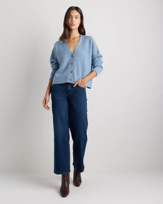 Mongolian Cashmere Fisherman Boxy Cropped Cardigan Sweater - US 0914