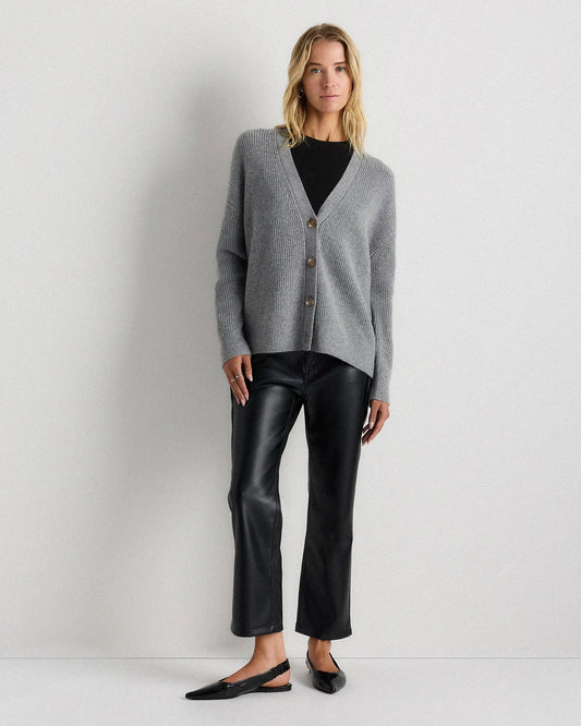 Mongolian Cashmere Fisherman Boxy Cropped Cardigan Sweater - US 8220