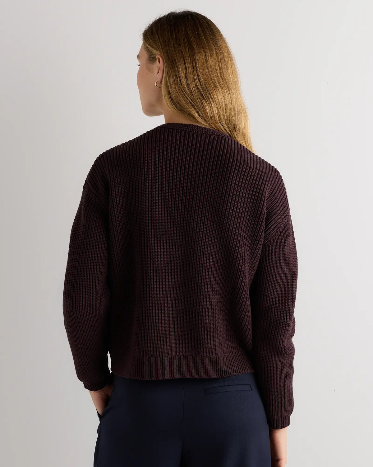 100% Organic Cotton Fisherman V-Neck Sweater - US 6187