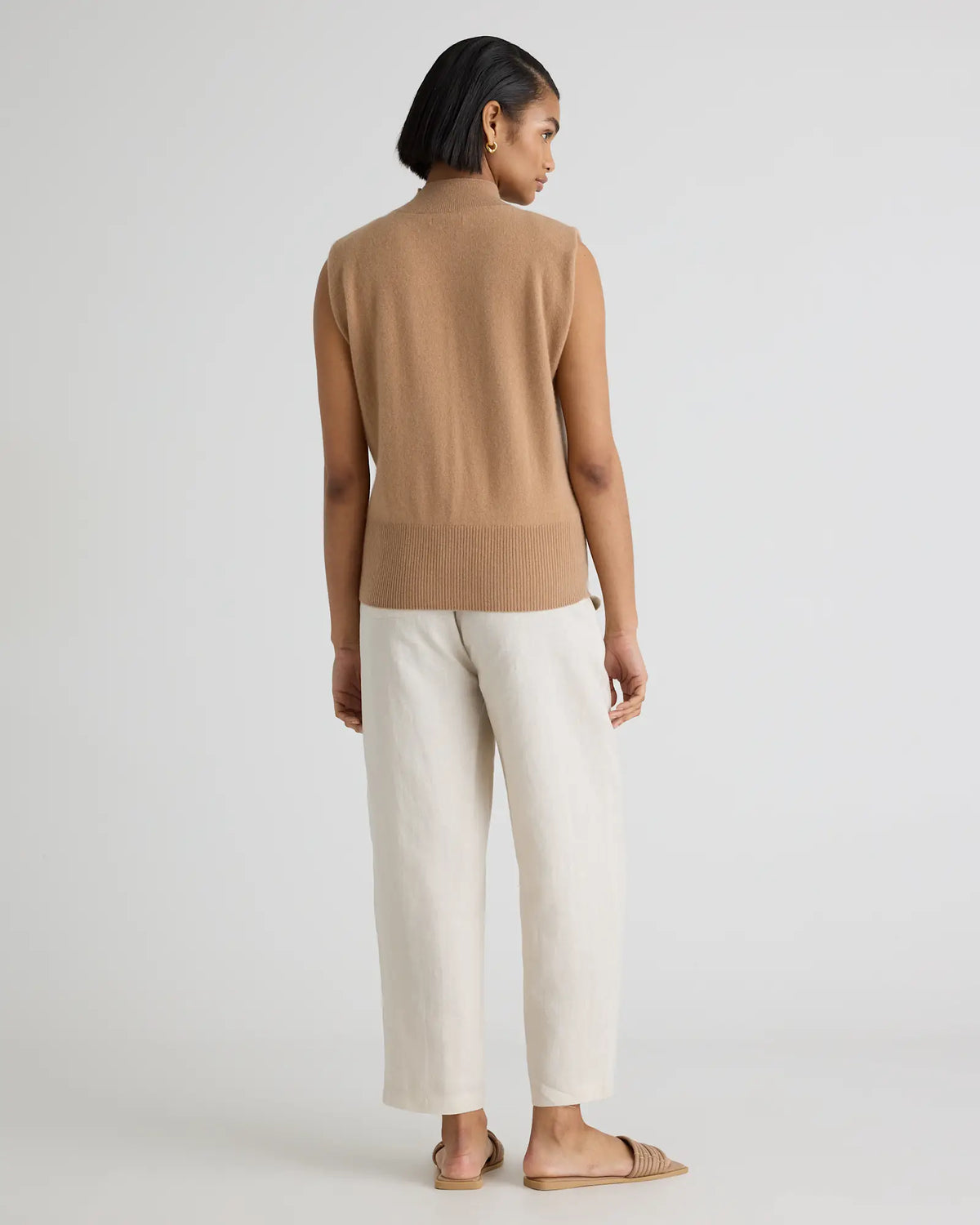 Mongolian Cashmere Padded-Shoulder Sweater Tank - US 2482