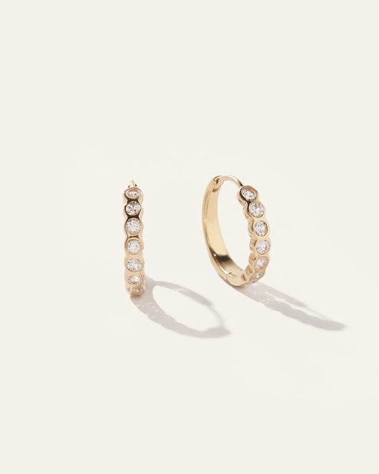 White Sapphire Bezel Hoops - US 3185