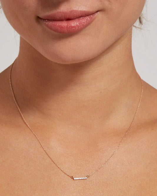 14K Gold Diamond Petite Bar Necklace - US 2300