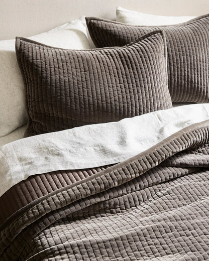 Cotton Velvet Narrow Channel Quilted Sham Set - US 6555