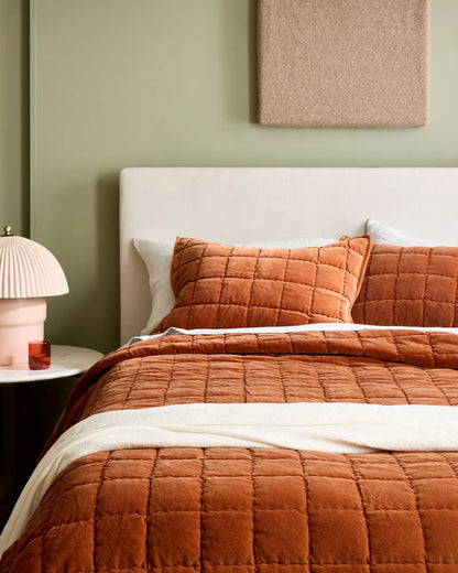 Cotton Velvet Box Quilted Sham Set - US 1123