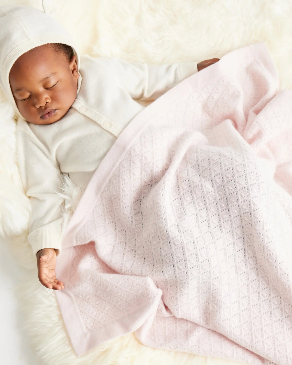 Mongolian Cashmere Pointelle Baby Blanket - US 6476