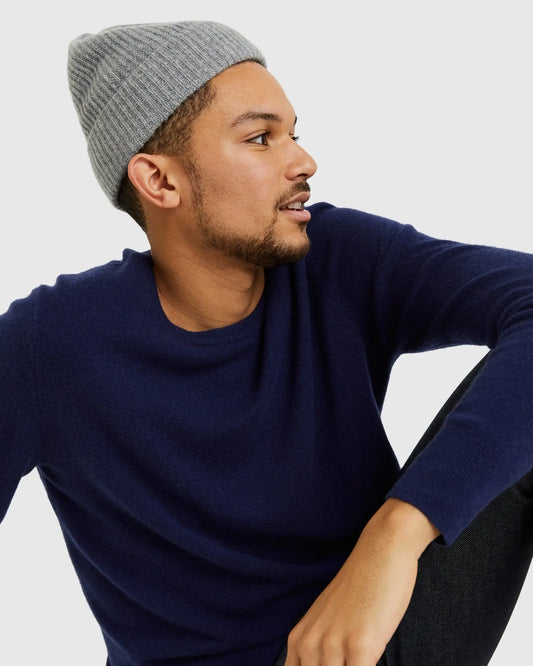 Mongolian Cashmere Ribbed Beanie - US 2852