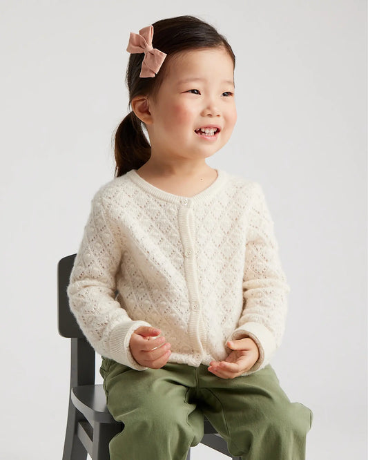 Washable Cashmere Pointelle Cardigan - US 6096