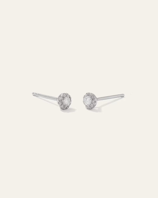 14K Gold Diamond Halo Studs - US 1452
