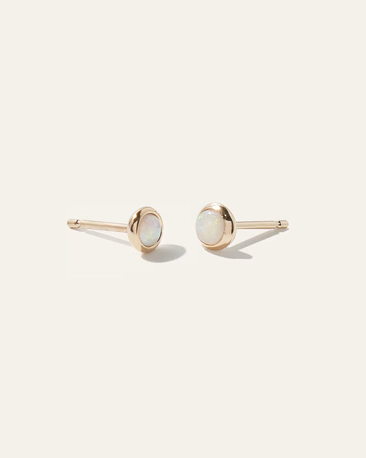 14K Gold Mini Opal Cabochon Studs - US 4480