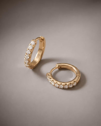 14K Gold Pave Diamond Second Piercing Tiny Huggie - Pair - US 2332