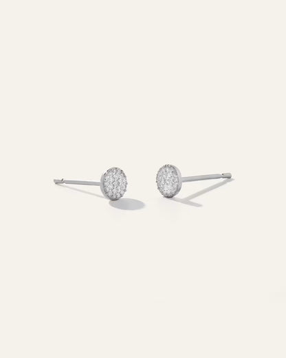 14K Gold Pave Diamond Round Studs - US 2833