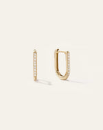 14K Gold Diamond Pave U Huggie Hoops - US 2227