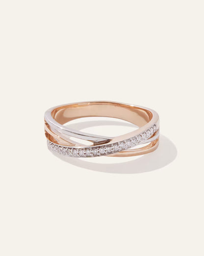 14K Gold Diamond Orbit Ring - US 7024